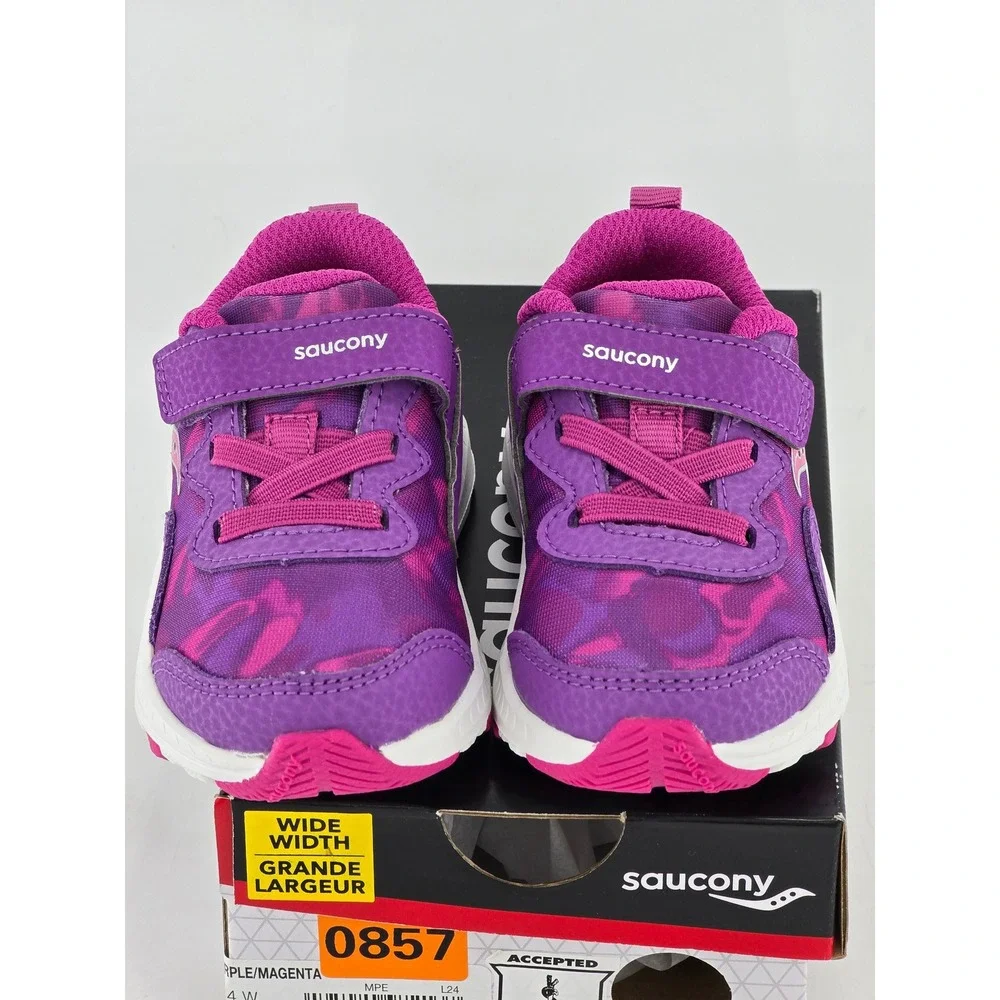 Saucony Wind Sneaker Toddler Girls Size 5W Purple Magenta Hook & Loop - New